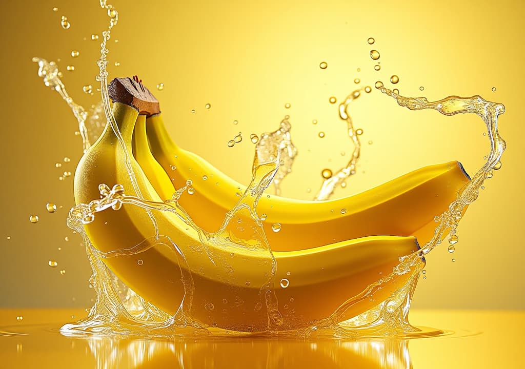  surreal liquid explosion with fresh bananas on bright background high resolution image of bananas and water spray in photorealistic detail