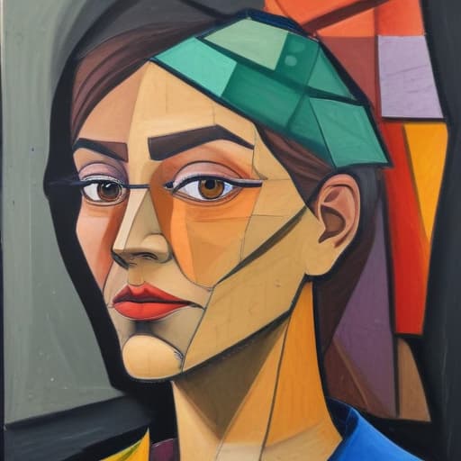 a teacher drawn through the techqniues of cubism