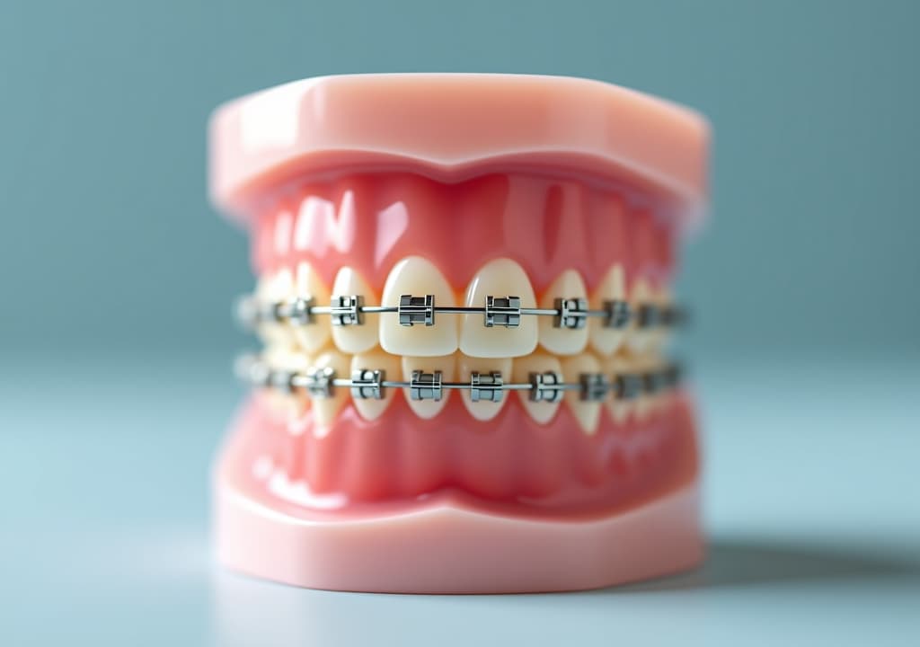  model of teeth with orthodontic braces