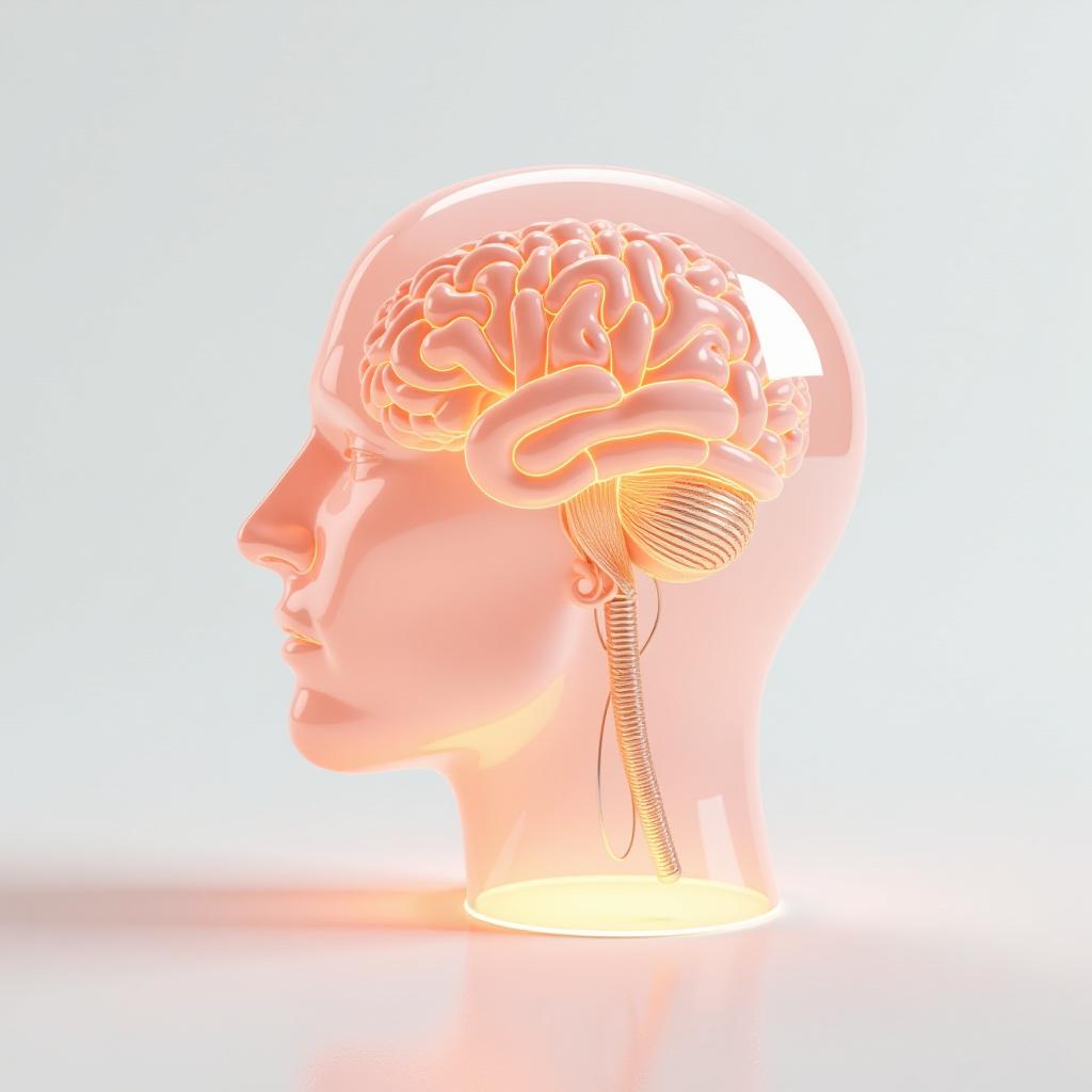  [psychology of thoughts inside the icon] icon, peach gradient, white background, frosted glass, transparent sense of science and technology, ultra minimalist appearance, bright color, studio lighting, peach and white background, industrial design, a wealth of details, ultra high definition, dribble, pinterest, ray tracing, isometric view, blender, c4d, oc renderer v 6.0 style raw