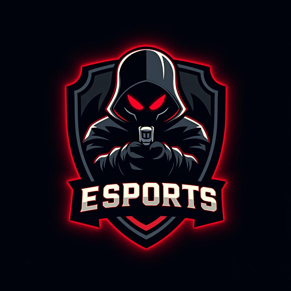  design a logo, esports logo, guns theme, black and red color