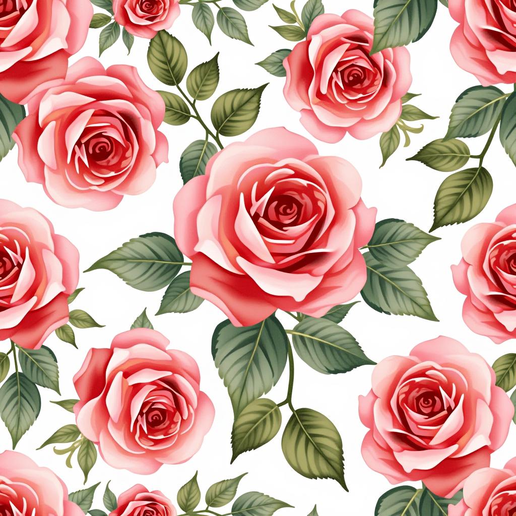  create a seamless digital design featuring a pattern of large, beautiful roses with soft, watercolor like effects. the roses should cover the entire surface, creating a bold, elegant, and continuous look. the overall style should be light and airy, with delicate leaves and petals to enhance the natural, floral theme. the design should be seamless to ensure it can be used in repeating patterns or wraps.