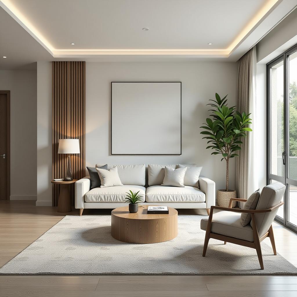  .create a photorealistic rendering of a modern interior living room