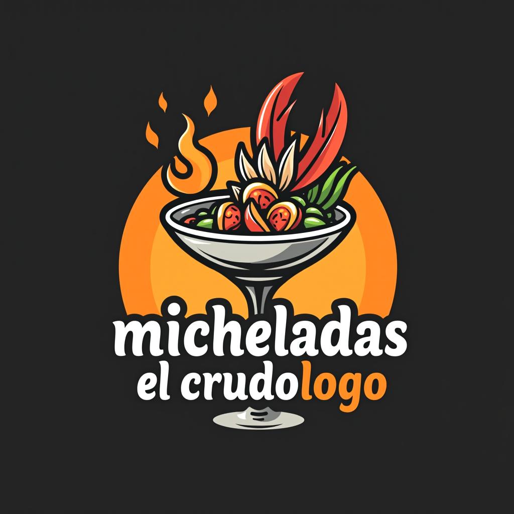  design a logo, michelada con mariscos arriba , with the text 'micheladas el crudologo'.