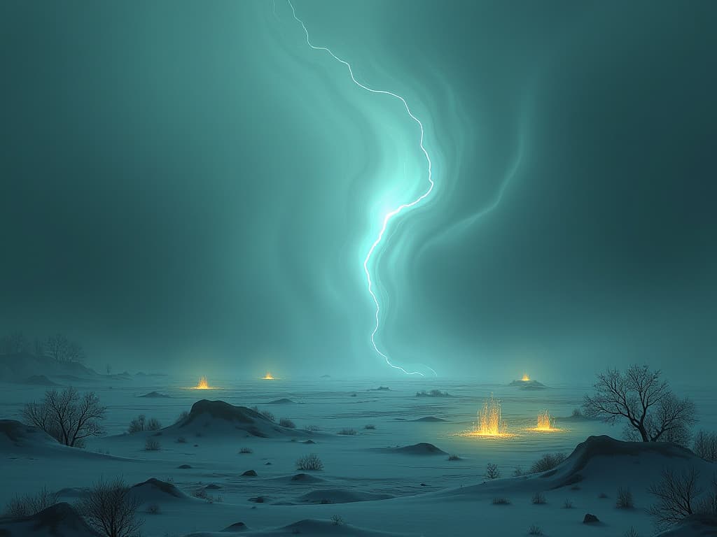  a desolate, ethereal landscape, mist swirling in the cold air. glowing fragments of once bright beings scattered. they confront the void, their presence barely visible. an eerie, somber mood pervades.. the style is digital art illustration,highly detailed, whimsical,magical, dreamlike atmosphere, realism and fantasy blend, smooth, glossy textures,luminous quality, wonder and enchantment.