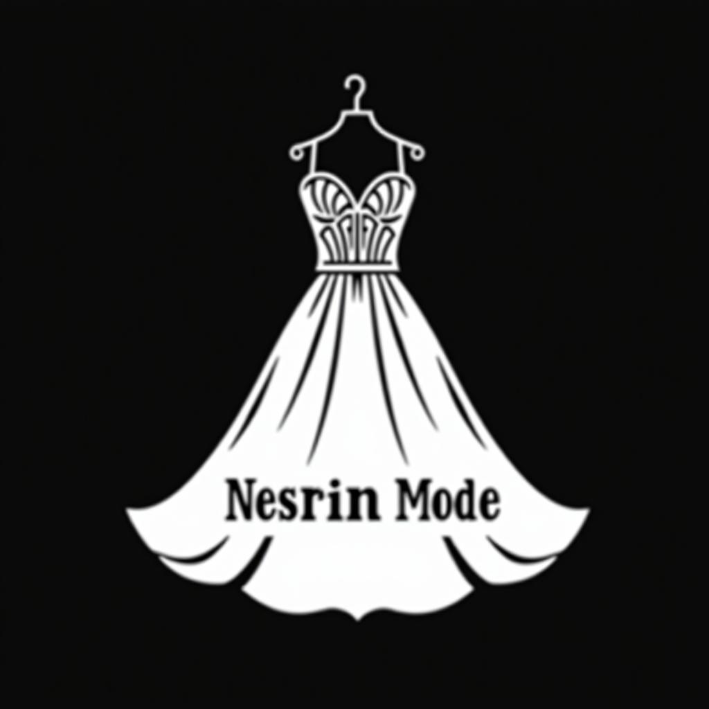  design a logo, n m logo nesrin mode mit kleidern schwarz weiß elegant , with the text 'nesrin mode '.