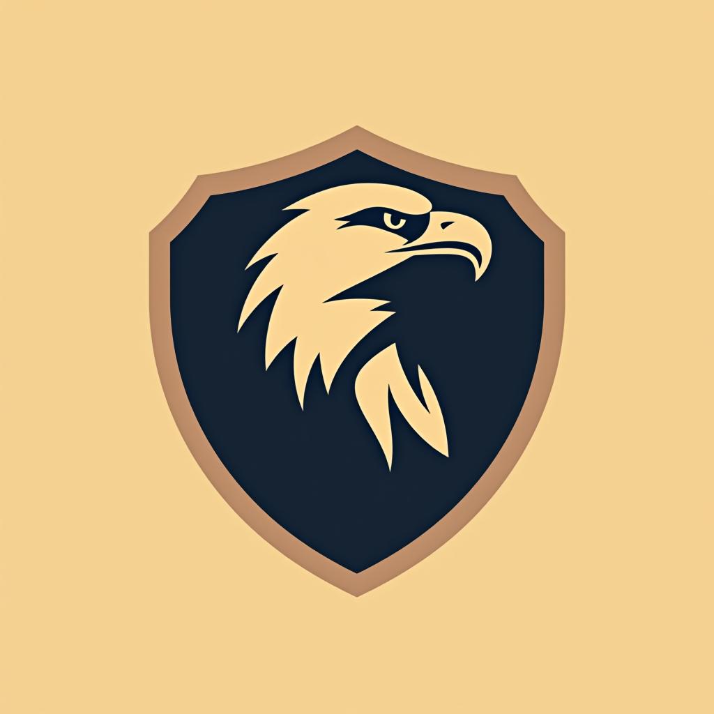  design a logo, create an emblem logo using an eagle’s eye and a shield, emphasizing the company’s focus on vigilance and protection.