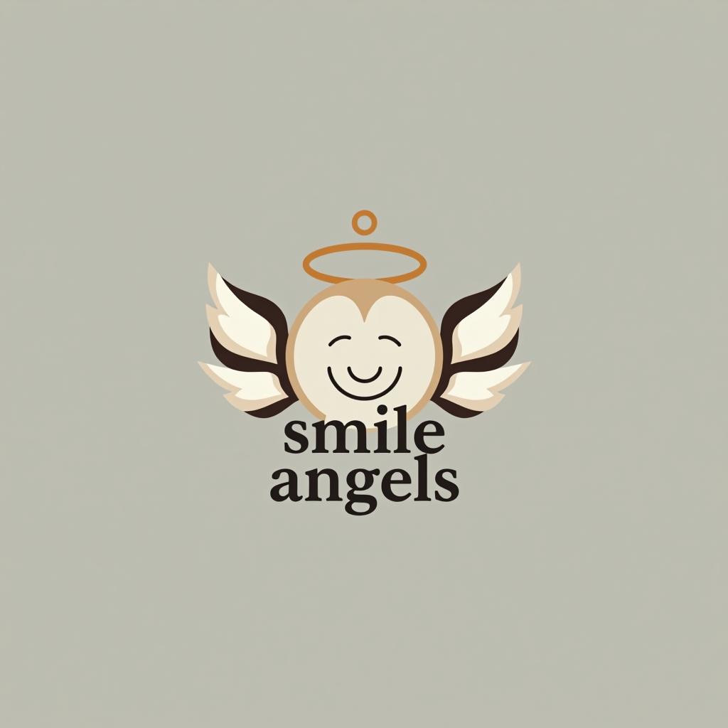  design a logo, in a geometric style. 水彩スタイル、ロゴ、海、青緑色、、白背景。, with the text 'smile angels'.