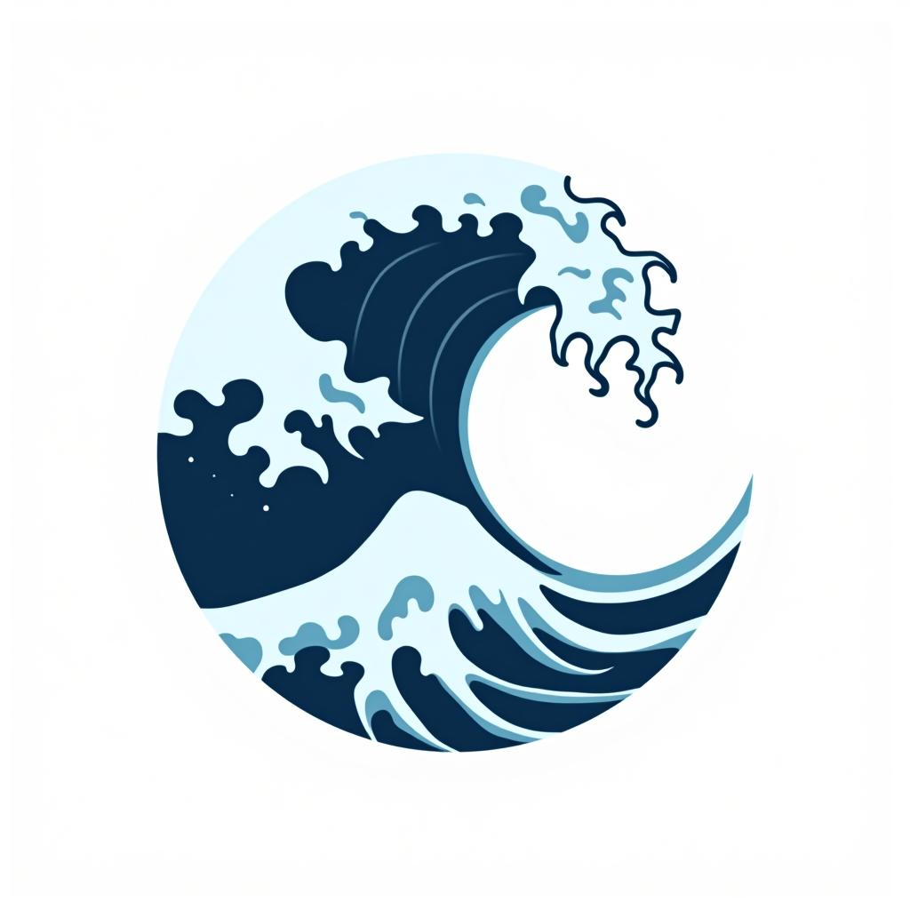  design a logo, logo with a wave, white background, logo style, flat