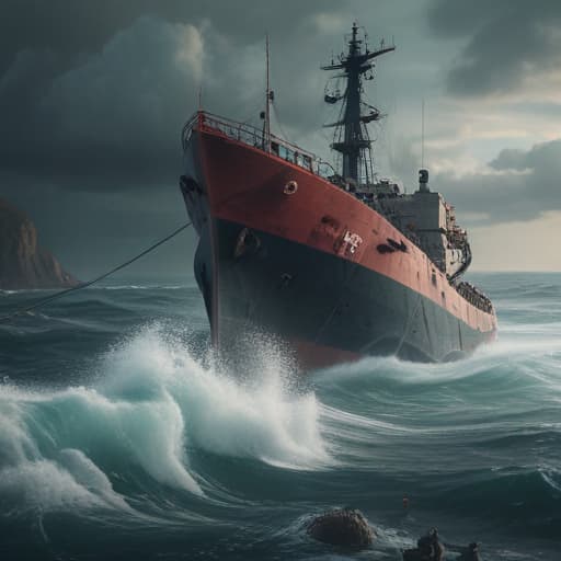 Ship rescue in Cinematic style with Oceans background