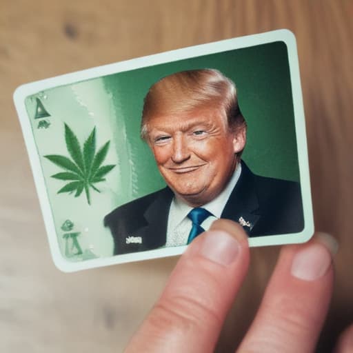 Draw an ace card With cannabis and donald trump face on it