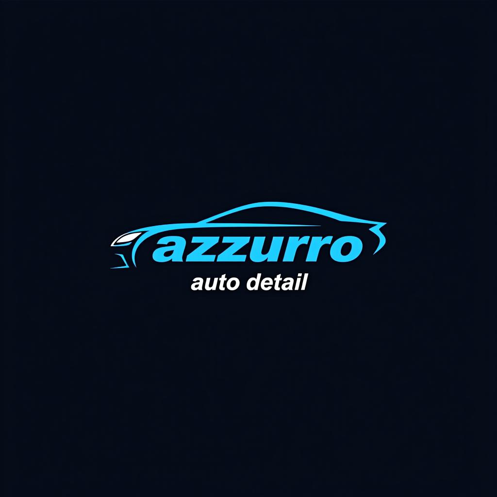  design a logo, azzurro auto detail って名前の洗車屋なんだけど、空色を基調にして作って, with the text 'azzurro auto detail'.