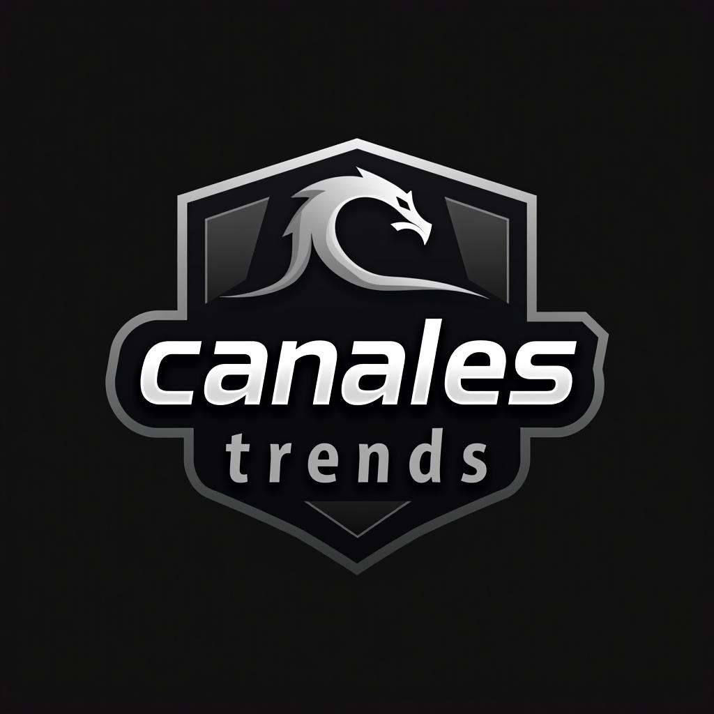  design a logo, esports logo, selling theme, with text ‘canales’, black and metallic color, with the text 'canales trends'.