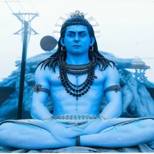 shiv ji hyperrealistic, full body, detailed clothing, highly detailed, cinematic lighting, stunningly beautiful, intricate, sharp focus, f/1. 8, 85mm, (centered image composition), (professionally color graded), ((bright soft diffused light)), volumetric fog, trending on instagram, trending on tumblr, HDR 4K, 8K