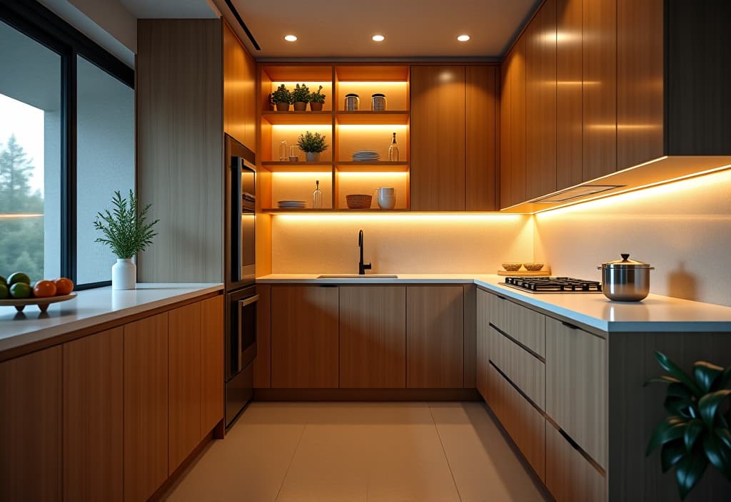  a landscape photo of a small galley kitchen with floor to ceiling pull out pantry shelves, showcasing efficient use of vertical space and hidden storage solutions hyperrealistic, full body, detailed clothing, highly detailed, cinematic lighting, stunningly beautiful, intricate, sharp focus, f/1. 8, 85mm, (centered image composition), (professionally color graded), ((bright soft diffused light)), volumetric fog, trending on instagram, trending on tumblr, HDR 4K, 8K