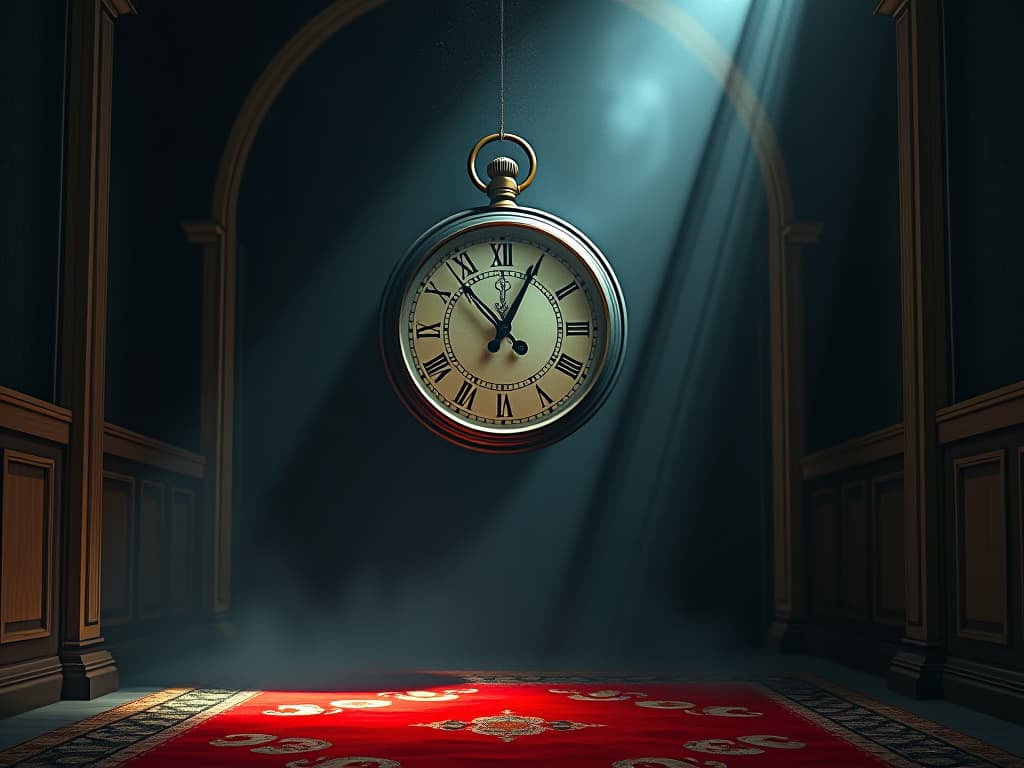  old clock in a quiet room, hands pointing to now, dust particles floating in sunlight, release from past burdens. the style is digital art illustration / modern comic book / graphic dark novel fantasy and mysterious occult, symbolic, moody lighting, esoteric vibe,high detail on character design. for the color scheme emphasize blacks and reds.