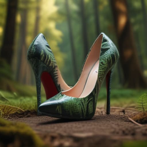 Sexi stiletto in Cinematic style with Forests background