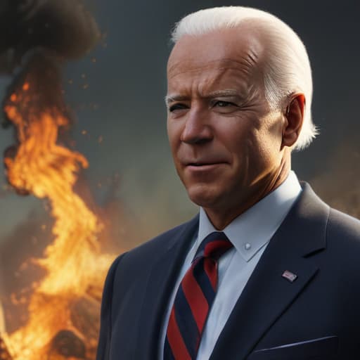 Joe biden america fire, ultra realistic, 3d, digital art, artstation, octane render, dynamic, high qualitydetailed, intricate, full of colour