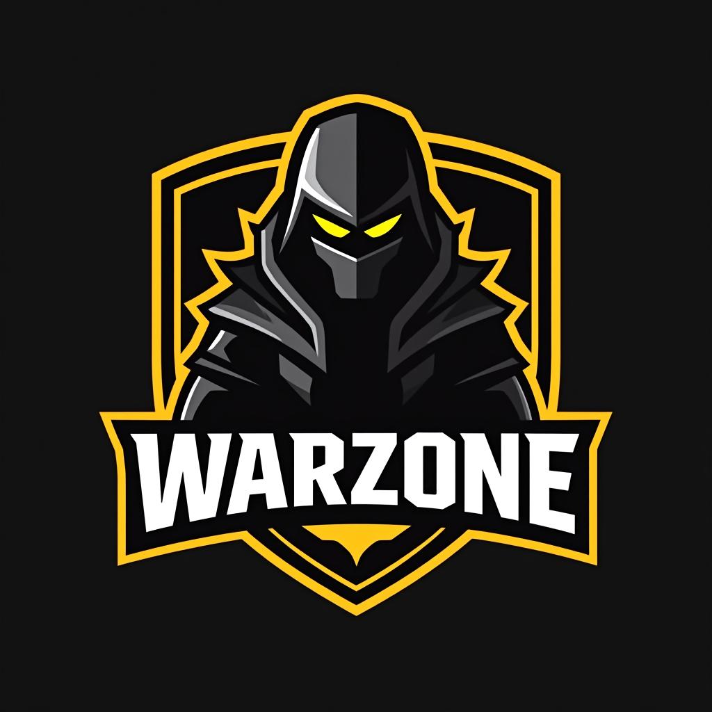  design a logo, esports logo, warrior theme, with text ‘warzone’, black and yellow color