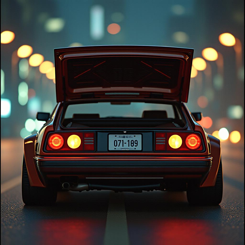  cinematic photo 1985 toyota celica gts trunk model reimagined for 2028, new, old, stanced, futuristic, coupe, ra65, celica, gts, trunk,. 35mm photograph, film, bokeh, professional, 4k, highly detailed