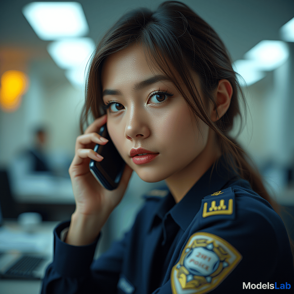  portrait of female pilice officers, calling phone realistic, stock photo, looking to camera, bright office,  hyperrealistic, full body, detailed clothing, highly detailed, cinematic lighting, stunningly beautiful, intricate, sharp focus, f/1. 8, 85mm, (centered image composition), (professionally color graded), ((bright soft diffused light)), volumetric fog, trending on instagram, trending on tumblr, HDR 4K, 8K