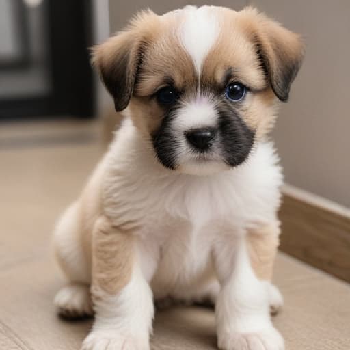 Cute purebred puppy sitting looking at camera