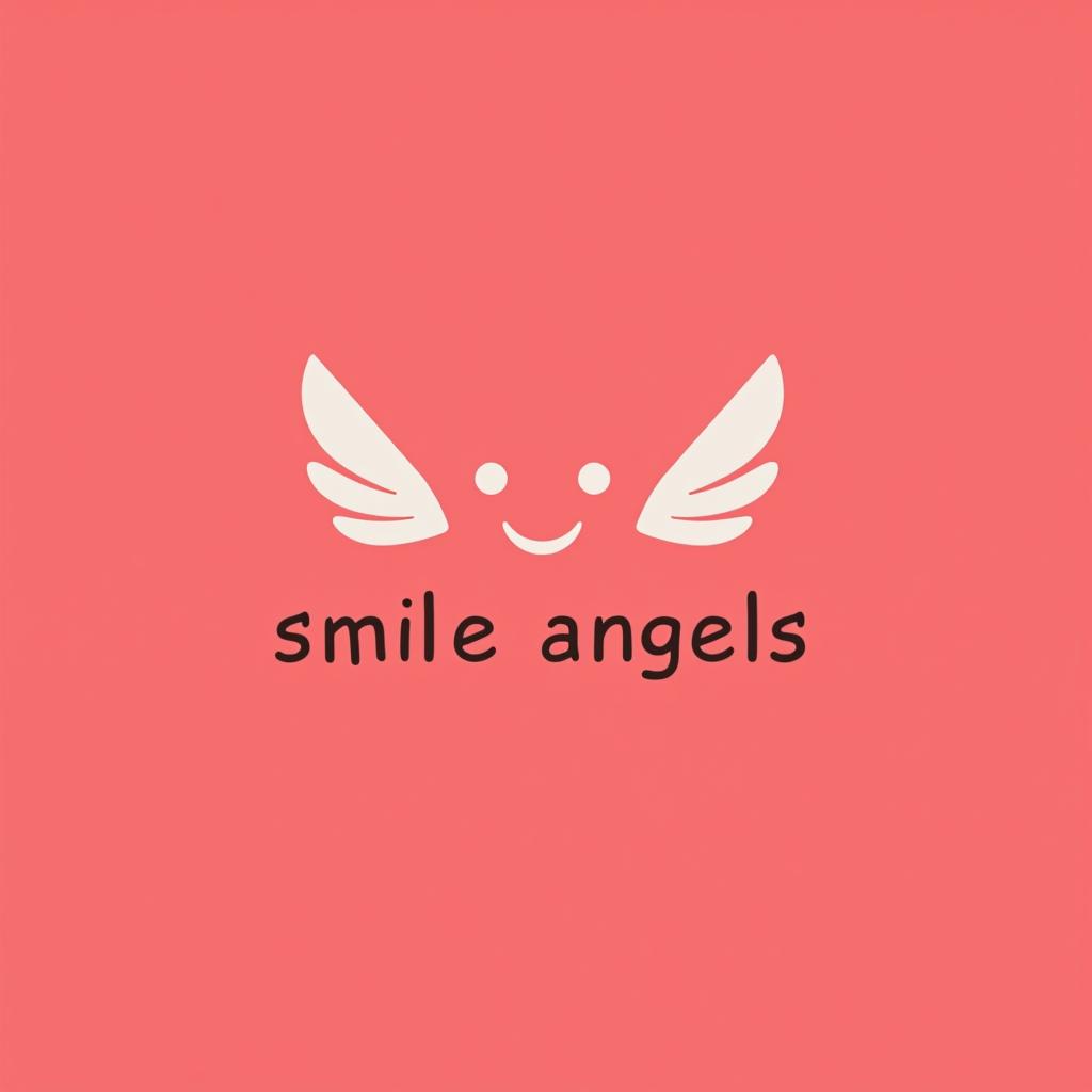  design a logo, in a minimalism style. 水彩スタイル、ロゴ、海、青緑色、、白背景。, with the text 'smile angels'.