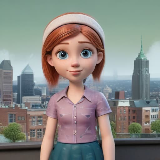 Sally in Cartoon style with City background