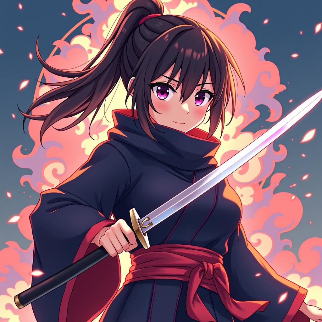  the ninja girl, anime artwork, anime style, key visual, vibrant, studio anime, highly detailed