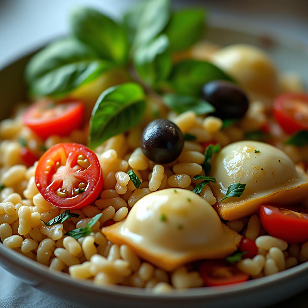  a visual of a dish made using green apples, rice, dumplings, tomatoes, eggs, olives. the visual should include all ingredients, but it should be a dish that is created by mixing all ingredients. hyperrealistic, full body, detailed clothing, highly detailed, cinematic lighting, stunningly beautiful, intricate, sharp focus, f/1. 8, 85mm, (centered image composition), (professionally color graded), ((bright soft diffused light)), volumetric fog, trending on instagram, trending on tumblr, HDR 4K, 8K