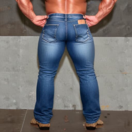 Hot bodybuilder in jeans with big butt