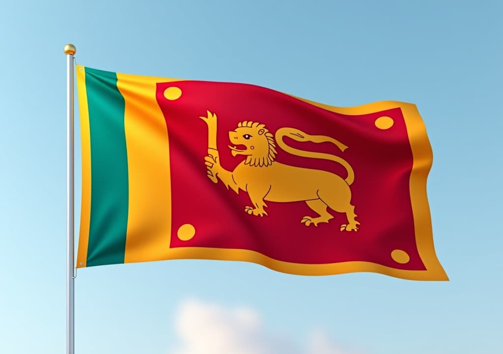  flag of sri lanka blowing in the wind. full page sri lankan flying flag. 3d illustration