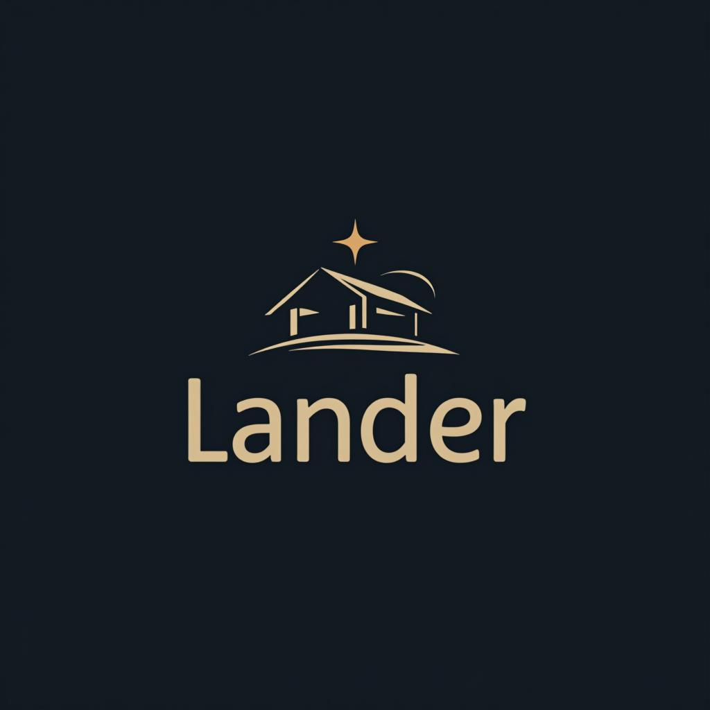  logo, minimal line logo in the theme of real estate, with the text ‘lander’