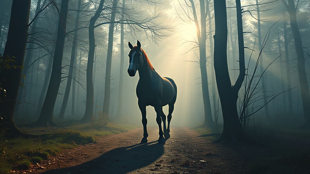  double exposure of a forest and a horse