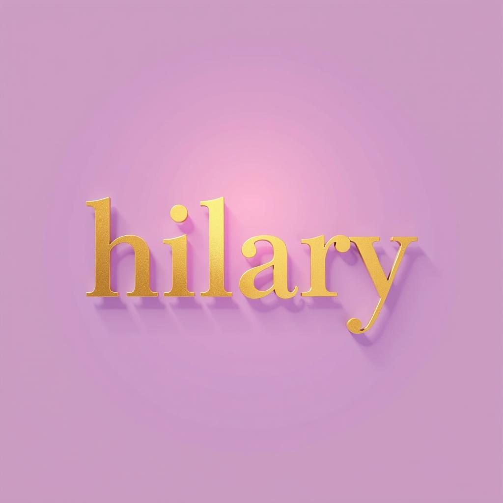  a logo of full name of hilary with combination of gild, light pink and light purple