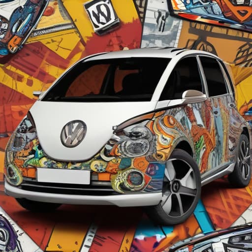 Volkswagen Id5 in Comic-Kunst style with Farbverlauf background