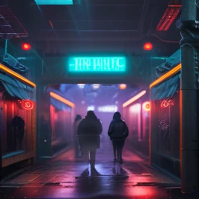 Show a bustling market in a cyberpunk city with neon lights and holograms. hyperrealistic, full body, detailed clothing, highly detailed, cinematic lighting, stunningly beautiful, intricate, sharp focus, f/1. 8, 85mm, (centered image composition), (professionally color graded), ((bright soft diffused light)), volumetric fog, trending on instagram, trending on tumblr, HDR 4K, 8K