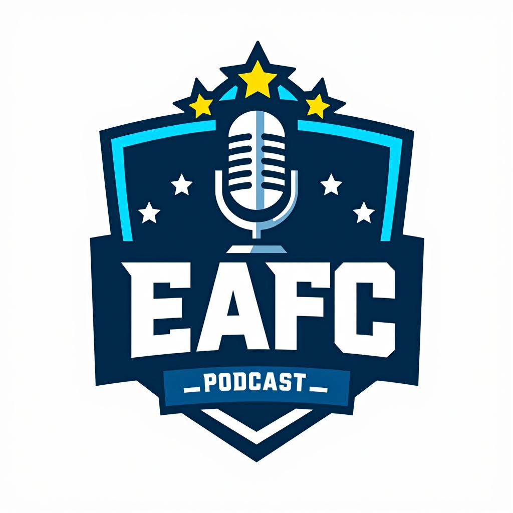  design a logo, crear un logo que represente nuestra cuenta de youtube enfocada en contenido relacionado con eafc, podcast, reviews del juego y jugadores del mismo. incluir las iniciales de los creadores : j, f y n de forma creativa en el logo . incorporar elementos como un balón de fútbol, un micrófono y estrellas para representar podcast, reviews y calidad respectivamente. utilizar una paleta de colores energética con tonos de azul y blanco, y una tipografía moderna con un ligero toque deportivo. el logo debe transmitir dinamismo, pasión por el fútbol y modernidad. se valora la originalidad y la capacidad de representar claramente nuestra temática de contenido. incluye obligatoriamente nuestras iniciales en el logo en letras más