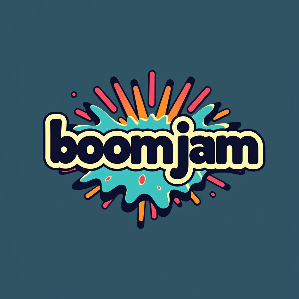  design a logo, , with the text 'boomjam'.