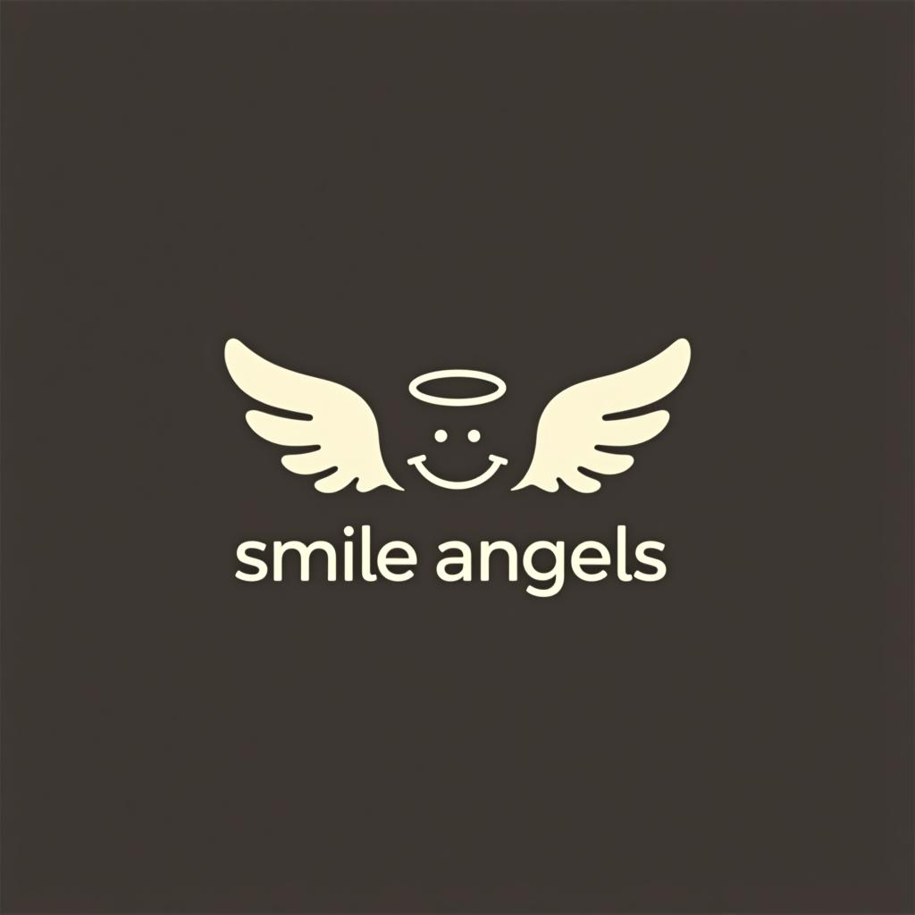  design a logo, in a minimalism style. 水彩スタイル、水のロゴ、水色のグラデーションカラー、白背景。, with the text 'smile angels'.