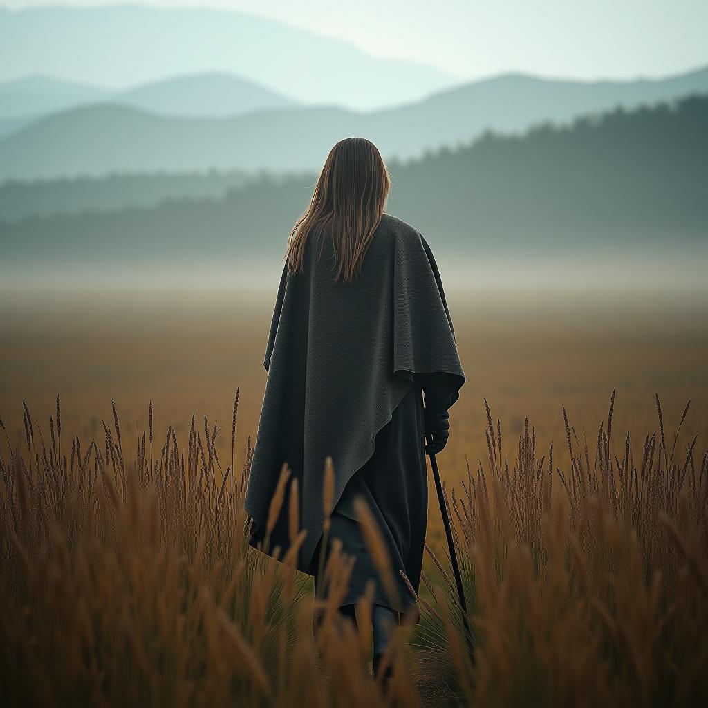  the picture in the ancient russian stepe is wide, russian field hyperrealistic, full body, detailed clothing, highly detailed, cinematic lighting, stunningly beautiful, intricate, sharp focus, f/1. 8, 85mm, (centered image composition), (professionally color graded), ((bright soft diffused light)), volumetric fog, trending on instagram, trending on tumblr, HDR 4K, 8K