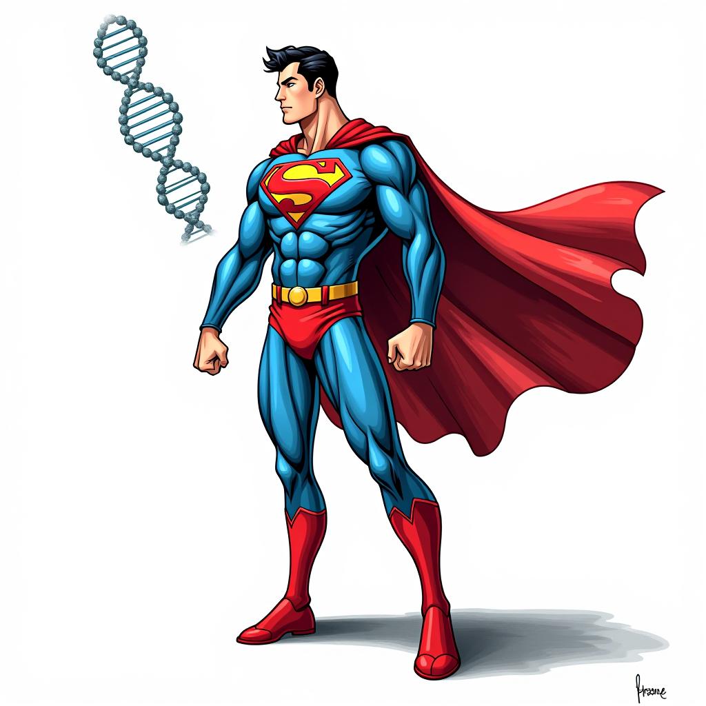  draw a superhero for the bio molecule for, protien, draw the main symbol to be and alpha helix, and color the outfit red and blue, with a cape, and its powers are strength and wound healing, put a cape *do not make it superman*, award winning, professional, highly detailed, masterpiece