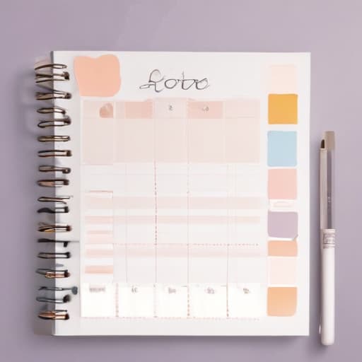 vector art illustration, (self love planner), flat style, pastel color pallette