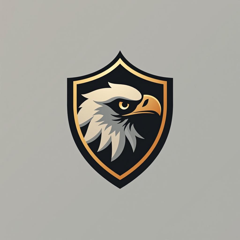  design a logo, create an emblem logo using an eagle’s eye and a shield, emphasizing the company’s focus on vigilance and protection.