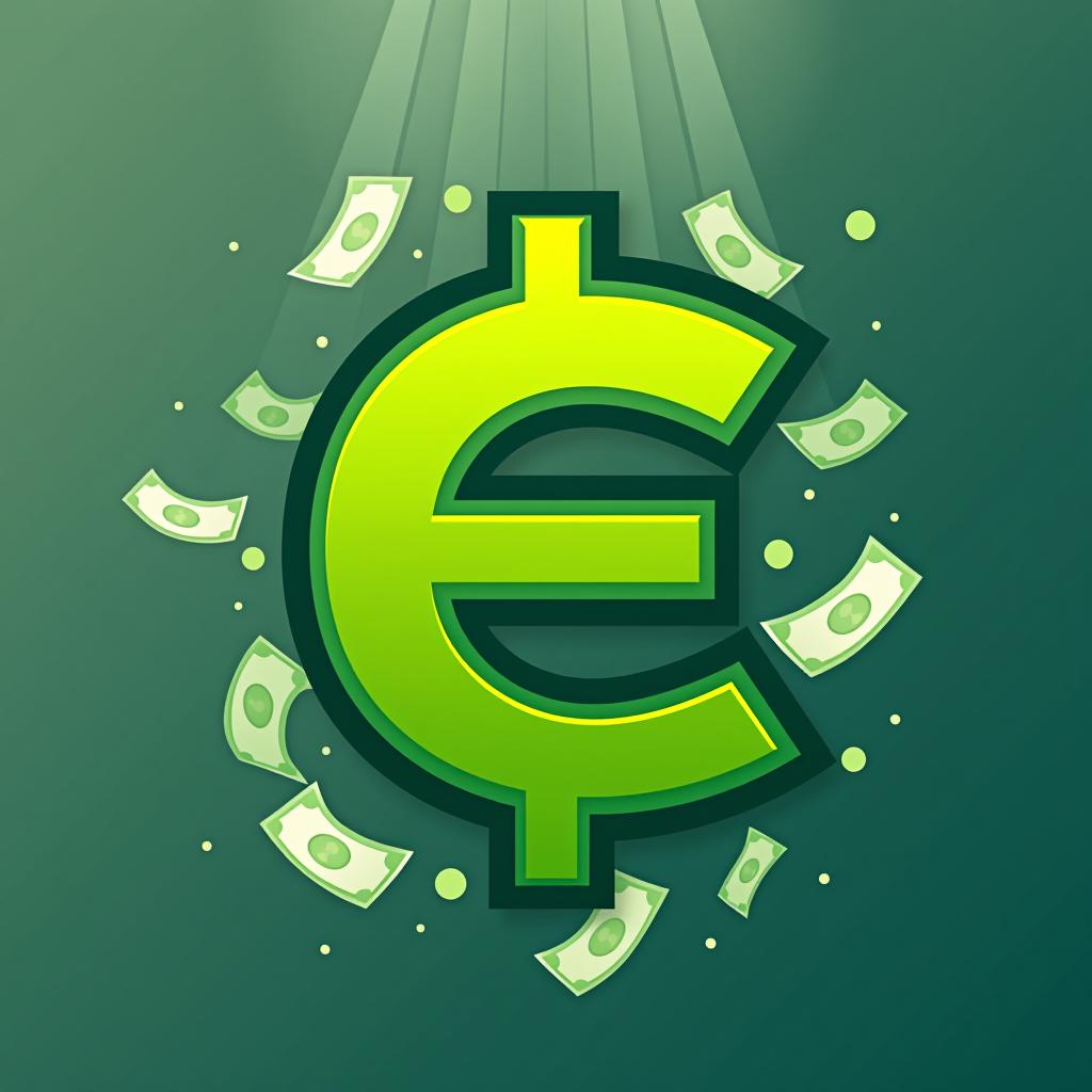  design a logo, emoney with money raining in background