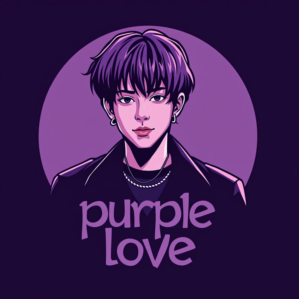  design a logo, bts band boy, with the text 'purple love'.