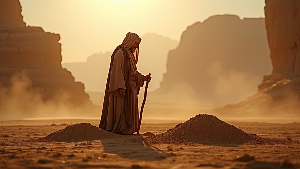  history of biblical times, a cultural illustration showing naaman in his homeland, building an altar with the soil from israel. hyperrealistic, full body, detailed clothing, highly detailed, cinematic lighting, stunningly beautiful, intricate, sharp focus, f/1. 8, 85mm, (centered image composition), (professionally color graded), ((bright soft diffused light)), volumetric fog, trending on instagram, trending on tumblr, HDR 4K, 8K