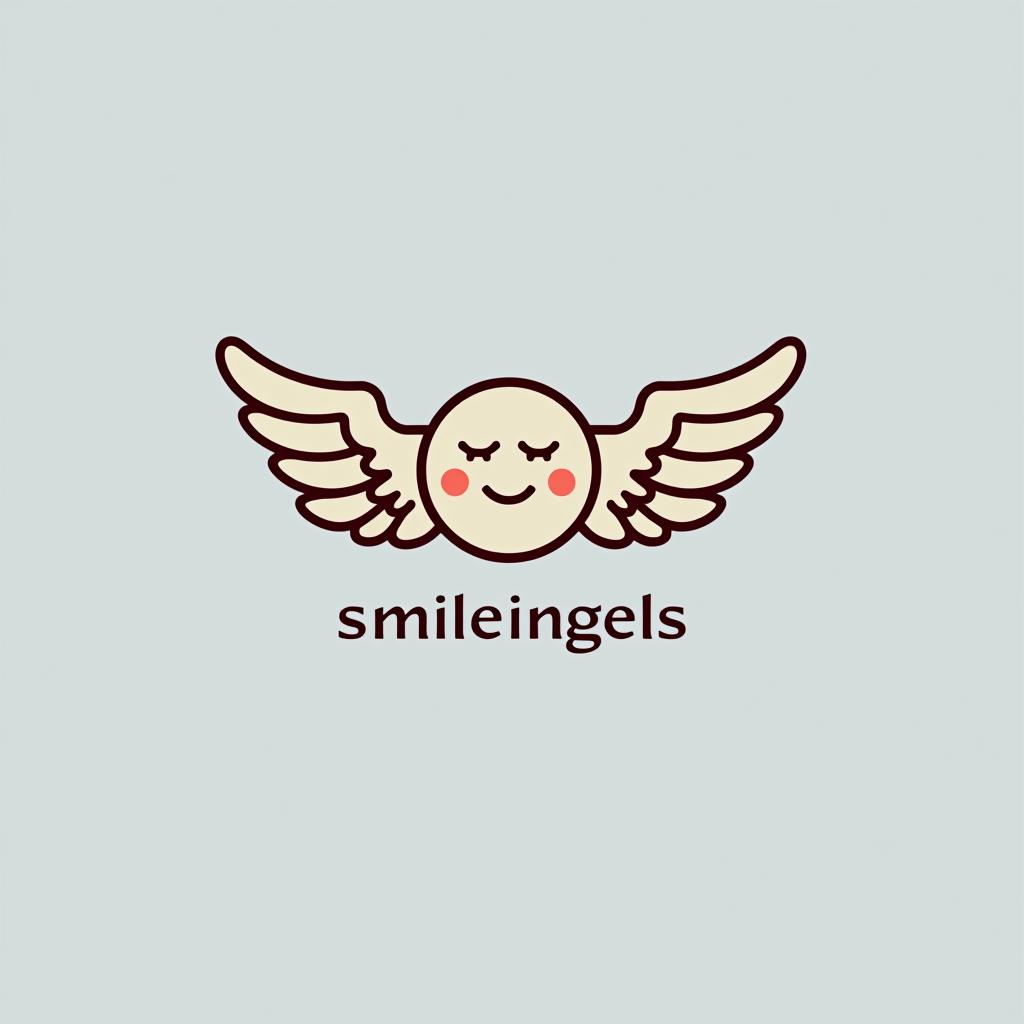  design a logo, in a minimalism style. 水彩スタイル、ロゴ、海、青緑色、、白背景。, with the text 'smile angels'.