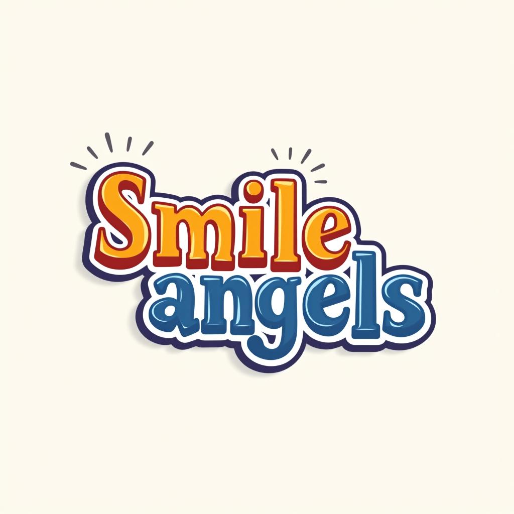  design a logo, in a threedrender style. 水彩スタイル、美しいロゴ、白背景、かっこいい。, with the text 'smile angels'.