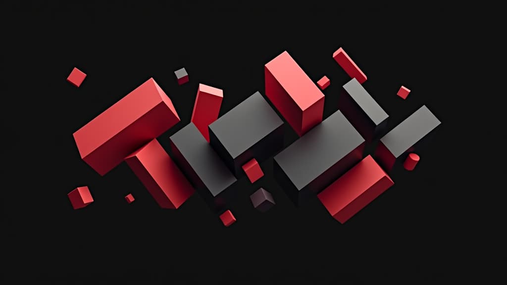  abstract geometric blocks on black background, 3d render